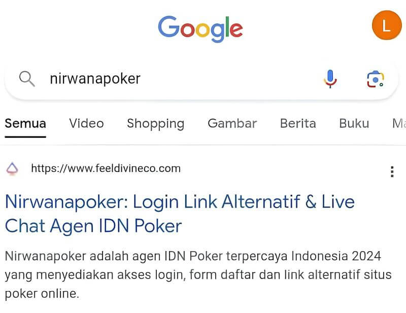 Tulis ‘nirwanapoker’ di Mesin Pencarian Google