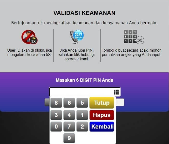 Masuk ke Mode Permainan dengan Mengisi Pin Validasi