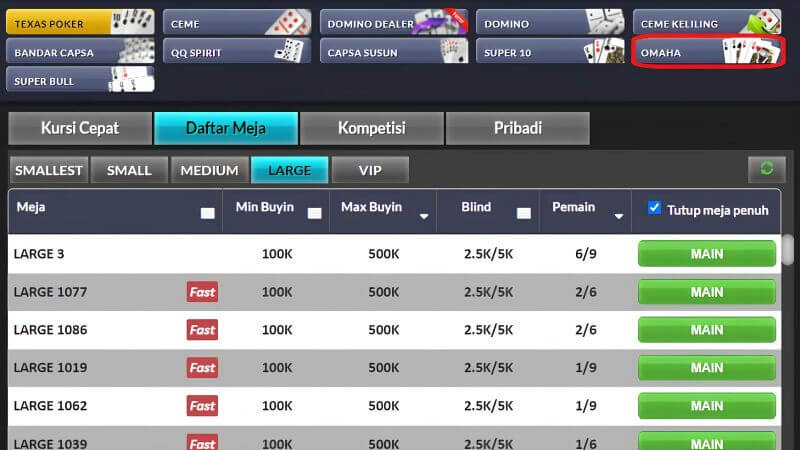 Pilih dan Klik Tombol Omaha di Halaman Situs
