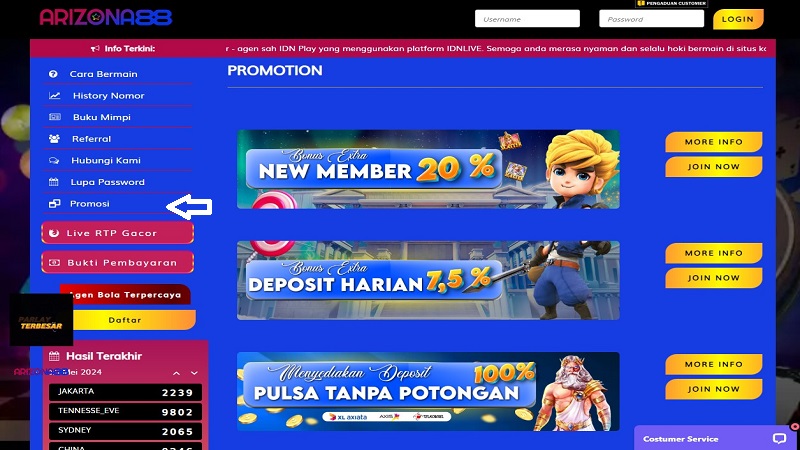 Kumpulan Bonus & Promosi situs Arizona88