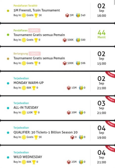 Daftar Turnamen di Idn Poker