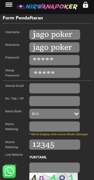Formulir Daftar Nirwanapoker